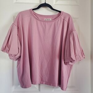 We The Free Blossom Tee In Mauve Short Balloon Sleeves Oversized Pullover Small